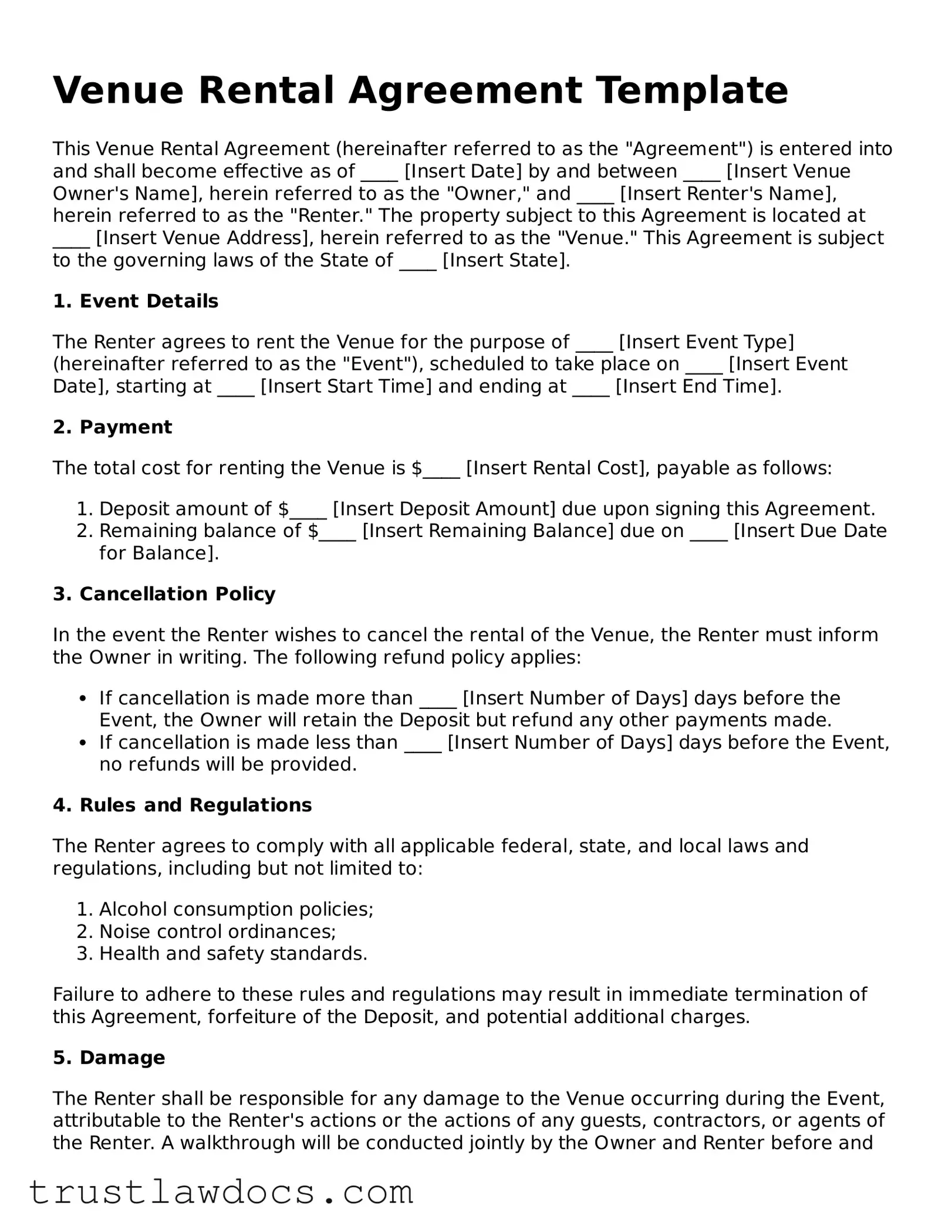 Official Venue Rental Agreement Document